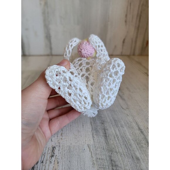 Crochet lace bunny easter holding egg spring home decor unique - Picture 7 of 7